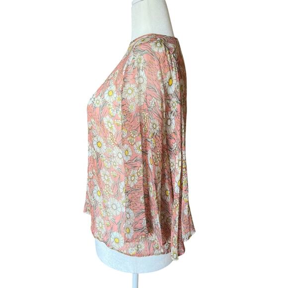 AINEA Sheer Cape Floral Top Women's Size 40 (M) Sustainable Italian Designer 70s - Picture 3 of 12